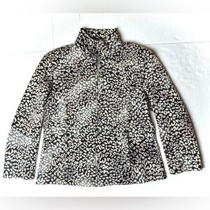 Erin London Women's Small Black White Full‎ Zip Animal Print Jacket Leopard